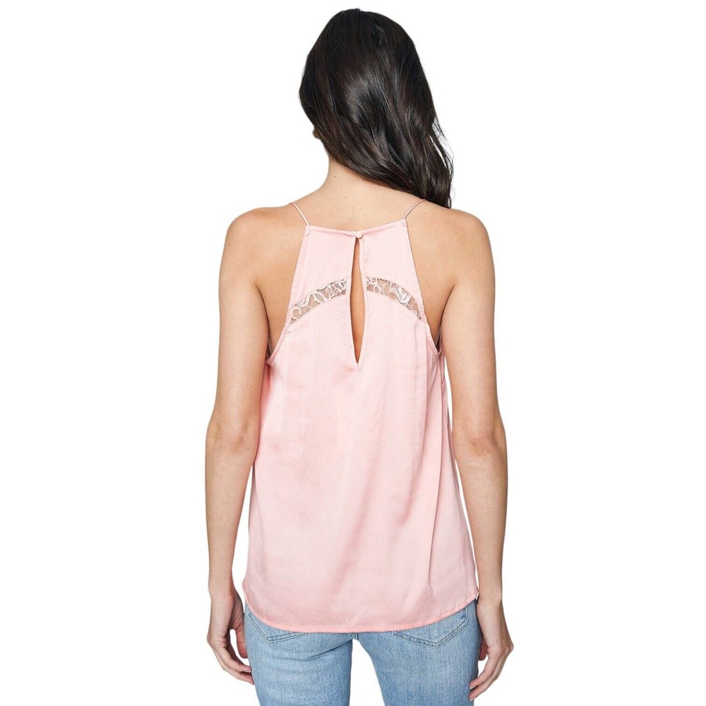 New Sugar Lips Aurora Lace Inset Racerback Cami Spaghetti Straps Blush Medium - Picture 11 of 12